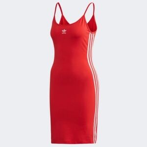 adidas Red Mini Dress with White Side Stripes